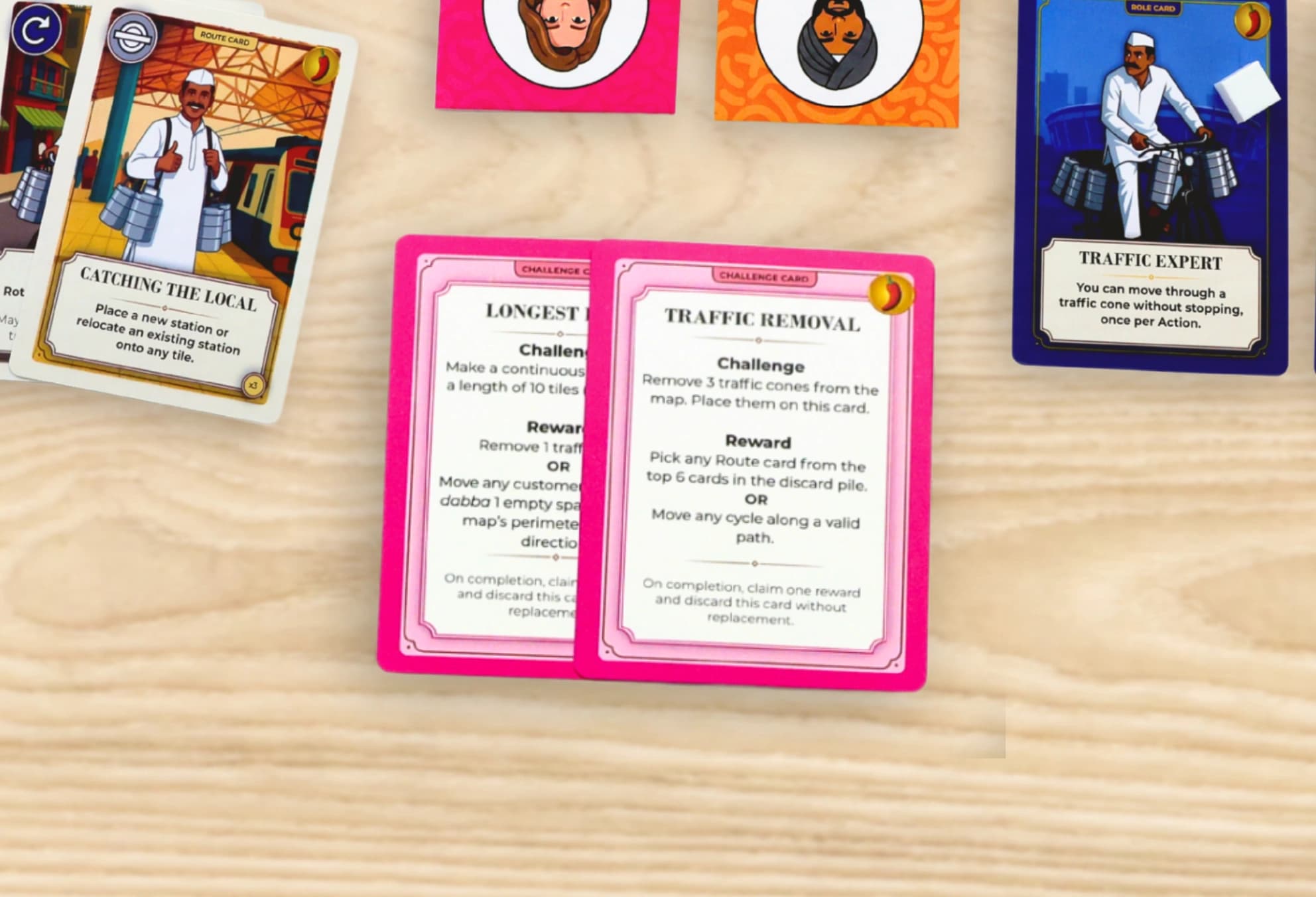 show a close up of challenge cards